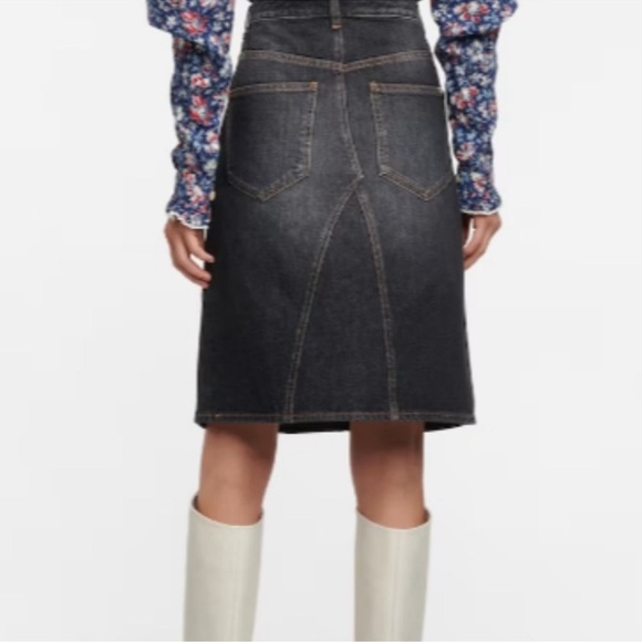Isabel Marant Etoile Black Fiali Denim Pencil Midi Skirt size 38 - Picture 3 of 13